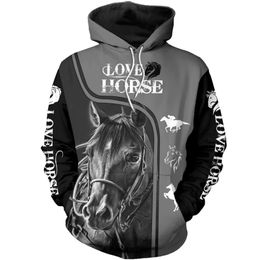 Love Horse Pattern Beautiful 3D Printed Men Hoodies/sweatshirts Harajuku Fashion Hooded Autumn streetwear sudadera hombre 201020