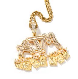 Hip Hop dollar letter Pendant Bling Iced Out Letter Pendants Necklace for Men Rapper Jewellery