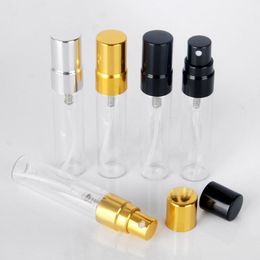 5ML Empty Clear Refillable Perfume Atomizer Transparent Glass Spray Bottle with Gold Silver Cap Portable Sample Glass Vials