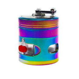 63mm 4-schichten handgekräftige schublade metall rauchtabak grinder manuelle zinklegierung blende farbe kräutermühle