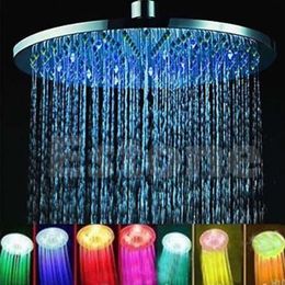 Stainless Steel 8" inch RGB LED Light Rain Shower Head Bathroom Dls HOmeful Y200109