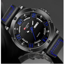 Luxury Men Fashion watch Waterproof European American Quartz Wristwatch Big Dial Quality Leather Men's Watch