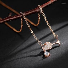 Pendant Necklaces Drop Crystal Zircon Wine Glass Necklace Women Rhinestone Luxury Christmas Gifts For Birthday Jewelry1