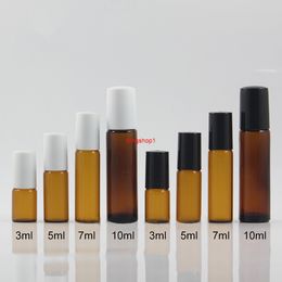 Brown Glass 3ml 5ml 7ml 10ml Empty Roll on Bottle Perfume Massage Essence Oil Accessories Travel Roller Container Free Shippingfree shipping