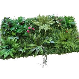 40x60cm Artificial Plant Wall Panels Green Plastic Lawn Tropical Leaves Eucalyptus Clover Fern Leaf Wedding Home Decoration Y200104