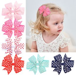 Girls Kids Barrettes Baby Bow Hairpins Shiny Star Grosgrain Ribbon Children Bowknot Hair Accessories With Clip Boutique Hairpins Clippers YL506