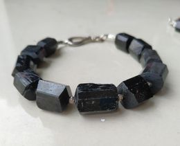 Black Tourmaline Pyrite Stone Bracelet Spacer Clasp