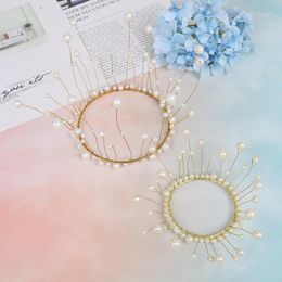 Other Festive & Party Supplies Shiny Handmade Pearl Princess Crown Headdress Cake Topper Decoration Wedding Bride And Groom Happy Birthday H