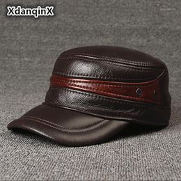 Ball Caps Adjustable Size Leather Baseball Cap Men's Winter Hat Thicker Warm Cowhide Simple Fashion Male Bone Snapback Dad's Hats1