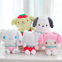 1pc Lovely Cartoon Strawberry My Melody Pudding Cinnamoroll Dog Plush Doll Pillow Cute Stuffed Plush Toys Gift LJ200914