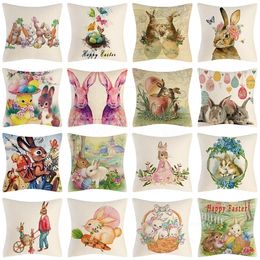 -Caja de la almohada de Pascua Conejito de Pascua Cubierta de almohada de huevo Productos domésticos Almohada decorativa en stock C0106