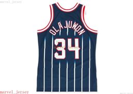 100% Stitched Hakeem Olajuwon Navy 1996-97 Jersey XS-6XL Mens Throwbacks Basketball jerseys Cheap Men Women Youth