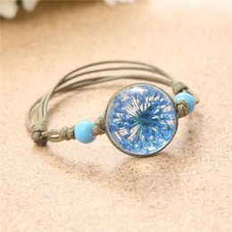 Charm Bracelets 2022 Sell Dry Flower Bracelet Quality Wax Rope Blue Pink Princess Colour Jewellery Creative Chinese Glass 1199