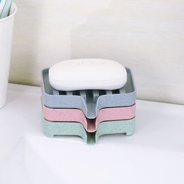 Sponge Holder PP Wheat Straw Storage Rack Drain Soap Box Tray Soapbox 1 Pcs Shower Soap Tray Tool Soap Dish Plate Holder