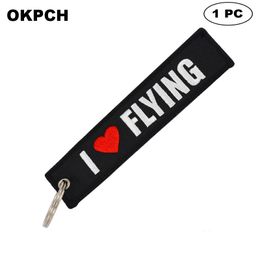 Key Fobs Chains Jewellery Red Embroidery Remove Before Flight Keyring Gift for Friends PK0037