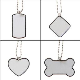 200pcs Sublimation DIY Blank White Stainless Steel Dog Tag Pendants Mix Style