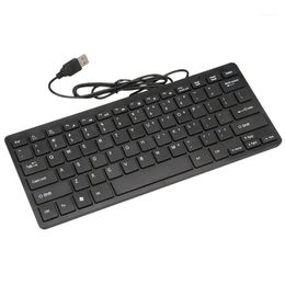 Teclado de fio ultrafino silencioso tamanho pequeno 78 teclas Mini teclado USB multimídia para laptop pc1