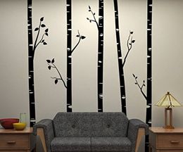 5 Large Birch Trees With Branches Wall Stickers for Kids Room Removable Vinyl Wall Art Baby Nursery Wall Decals Quotes D641B 201201