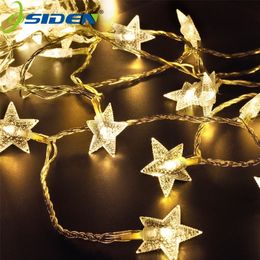 OSIDEN 2M 20LEDs 3AA Battery Powered STAR Shaped Theme LED String Fairy Lights Christmas Holiday Wedding Decoration Party Light Y201020