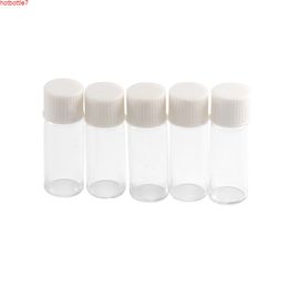 1ml Mini Glass Bottles Vials White Plastic Cap Empty Tiny Transparent Bottle Jars Screw cap 10*28*6mm Wholesale 100pcshigh quantity