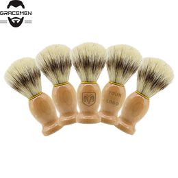 MOQ 100 pcs OEM Customize LOGO Men Beard Shaving Cream Brush Wood Handle & Natural Boar Bristle Facial Shampoo Brushes for Grooming
