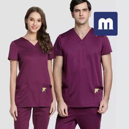 Medigo-073 Women's Two Piece Pants Women Scrubs Tops+pant Men Medical Uniform Surgery Scrubs Shirt Short Sleeve Hospital uniform Pet grey's anatomy Doctor Workwear