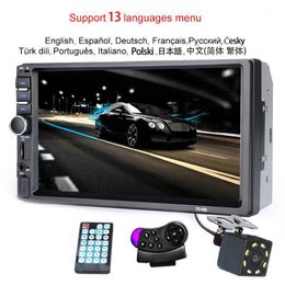 7018B 2 Din Car Radio Bluetooth 7" Touch Screen Stereo FM Audio Stereo MP5 Player SD USB Support Camera 12V HD1
