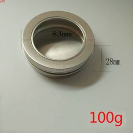 40pcs 100g Metal Aluminium Jar Transparent Window Cap Lid Cosmetic Containers Nail Derocation Pot Bottle Skylight Coverqualtity