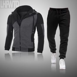 Two Pieces Set Tracksuit Men's hoodie Sets Sportswear Thick Hoodie+Pants Sport Suits Casual Sweatshirt And Sweatpants 201123