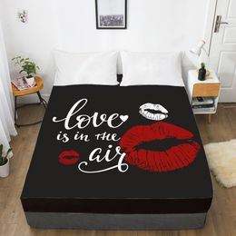 3D HD Digital Printing Custom Bed Sheet With Elastic,Fitted Sheet Twin King,Blakc Sexy Lip Bedding Mattress Cover 180x200 201113