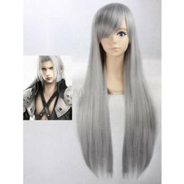 Unique style women long straight gray full wigs wig