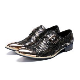 Business Office Men Dress Shoes Fashion Genuine Leather Wedding Formal Shoes Glitter Oxford Shoes Male
