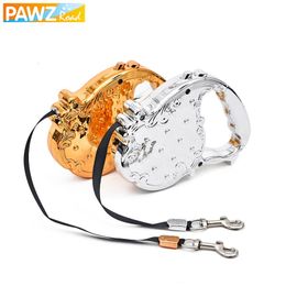 Dog Leash Retractable Gold Silver Black Luxury Pet Leash Automatic Long Pet Product Rope Walking Running Leash For Pet Dog LJ201112