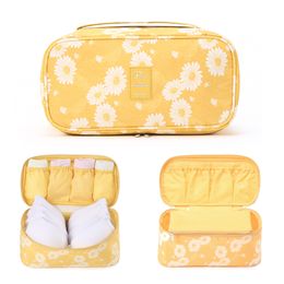 Travel Underwear Organiser, New Daisy Yellow Large Capacity Waterproof Women Ladies Bra Case Travel Pouch Bag Multiple Pockets Y200111