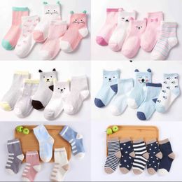 Spring Autumn Cartoon Cat Animal Soft Knit Baby Socks Kids Boy Newborn Girl Boys Striped Animal Boat Sock 20220308 H1