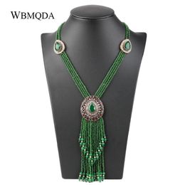 -Africano de cristal artesanal grânulos borla colares pingentes para mulheres vintage longa declaração em camadas colar jóias frete grátis Y200730