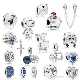 Designer Jewellery 925 Silver Bracelet Charm Bead fit Pandora Outer Space Blue Alien Earth Slide Bracelets Beads European Style Charms Beaded Murano