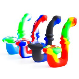 Sherlock Silicone Smoking Pipes Tobacco Hand Pipe with Glass Bowl Oil Rig Bongs