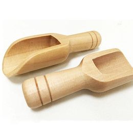 Mini Wooden Scoops Bath Salt Powder Detergent Powder Spoon Candy Laundry Tea Coffee Spoons Eco Friendly Wood Mini Scoops fast ship