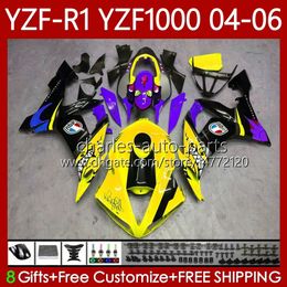 Yellow Shark OEM Body Kit For YAMAHA YZF-R1 YZF1000 YZF R 1 1000CC 2004 2005 2006 Bodywork 89No.163 YZF R1 1000 CC YZFR1 04 05 06 YZF-1000 2004-2006 Motorcycle Fairings