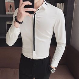 Men's Dress Shirts Men Shirt Long Sleeve Slim Fit Patchwork Mens Dress Shirts Formal Shirts Designs Camisa Social Masculina Men Business Shirt1