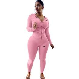 Women Tracksuits designer sweatsuits two piece sets hooded jacket pants solid Colour Tee Tops Legging outfits fall winter clothes Jogger suit S-2XL