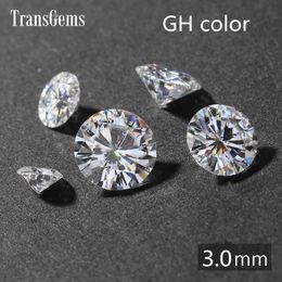 TRANSGEMS 1 peça 3mm moissanite solta pedra equivalente diamante 0.1ct excelente corte gh cor moisssanite bead para jóias fazendo y200620