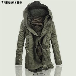 New Men Padded Parka Cotton Coat Winter Hooded Jacket Mens Fashion large size Coat Thick Warm Parkas Black army green 6XL 201209