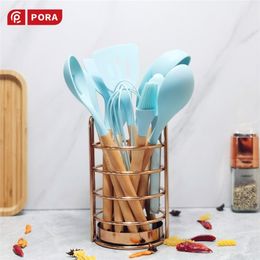 Silicone Kitchen Utensils Set 11/13 Pcs Non-stick Cooking Utensils for Kitchen Silicone Spatula Spoon Set Cooking Tools,9 Colors 201223