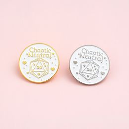 Individualistic Enamel Pins Chaotic Neutral Brooches Gem Dice Badges Fashion Round Pins Gift for Friends