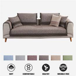 Simple Cotton Linen Weaving Sofa Cover Anti-dirty Couch Slipcovers Living Room Sectional Case For Sofa 1pc Home Sofa Decor Mat LJ201216