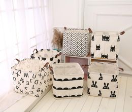 INS Waterproof Upscale Home decoration Foldable Bathroom Dirty Clothes Laundry Storage Buckets box Bag Kids Toy Cotton Linen Storage Basket