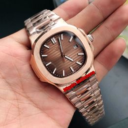 18 Styles High Quality Watches GDF 40mm Nautilus 5711/1R-001 Miyota 8215 Automatic Mens Watch Brown Dial 18K Rose Gold Bracelet Gents Sports Wristwatches