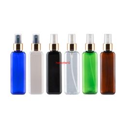 100ml X 50 Empty Square Gold Spray Pump Bottles For Personal Care Packaging 100cc Luxury Perfume Botellas Plastic 3.4ozshipping